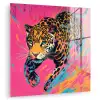 Luipaard - Roze - Oranje - Blauw - Verf plexiglas 5mm klein -zzzproduct_nieuw