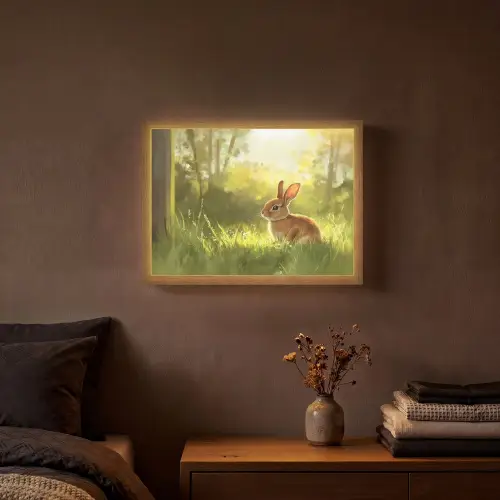 Konijn - Zonlicht - Bos Light Box met batterij (Wandlamp) middel -sfeer4
