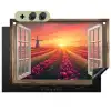 Doorkijk - Tulpen - Zonsondergang - Bloemen - Kleurrijk Inductie beschemer met haakjes klein -3d