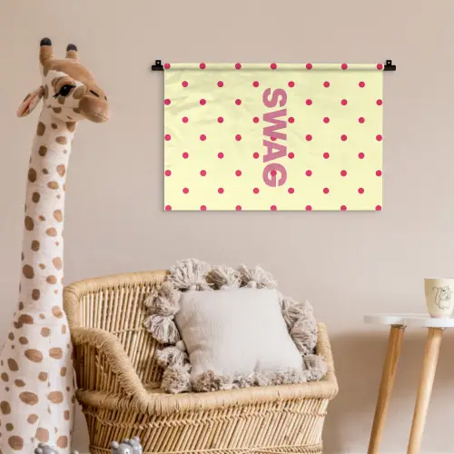 Swag - Roze - Stippen - Geel Wandkleed katoen klein -wsfeer5_kind