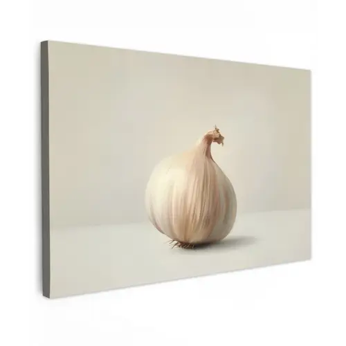 Knoflook - Natuurlijk - Beige Tuinposter op houten frame 2 cm dik klein -3d