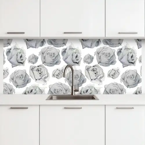 Rozen - Bloem - Zwart Wit - Patroon keuken achterwand 2 middel 871 -3d