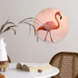 Flamingo - Water - Roze Wandcirkel kunststof plaat 5mm dik klein -sfeer4