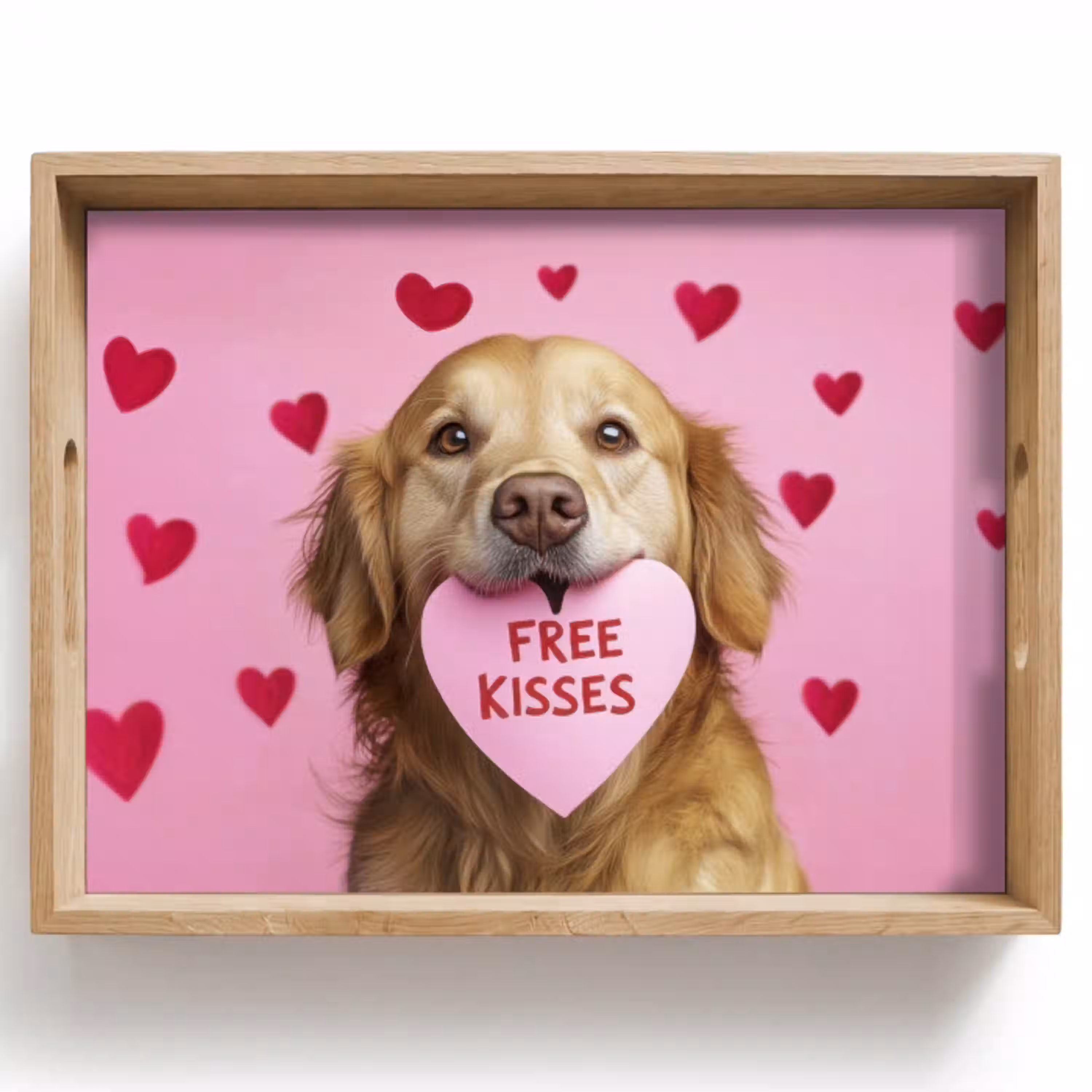Hond - Kiss- Valentijn - Hartjes Dienblad Rechthoek middel -z3d_shopping