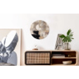 Abstract - Cirkel - Modern - Beige - Zwart - Minimalistisch Wandcirkel aluminium klein -kantoor