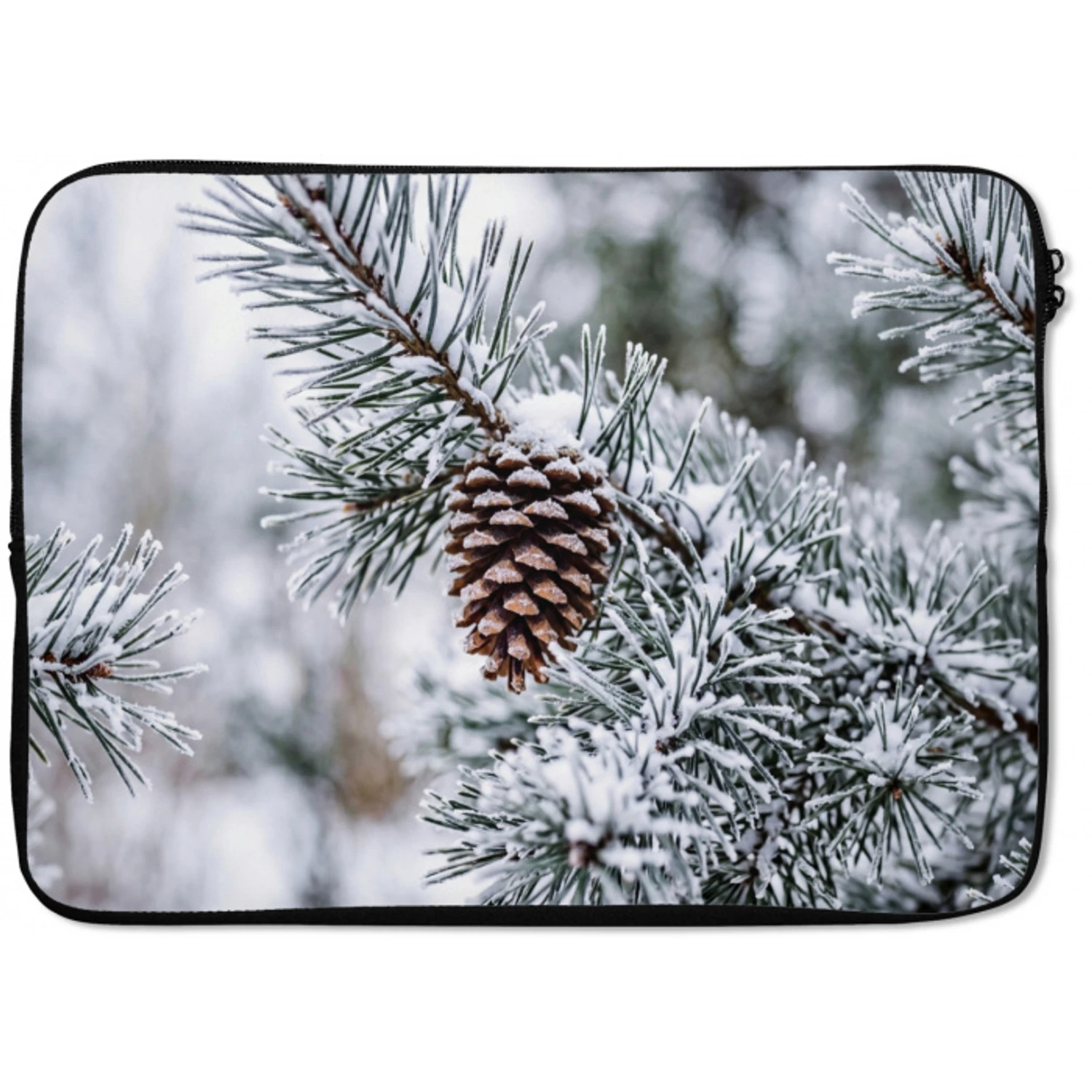 Dennenappel - Tak - Sneeuw - Winter - Sfeervol laptophoes neopreen klein -zkaufland3dotto
