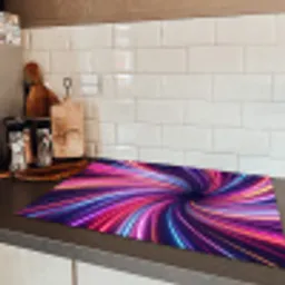Abstract - Swirl - Futuristic - Neon Inductie beschermer vinyl 3mm klein -sfeer3