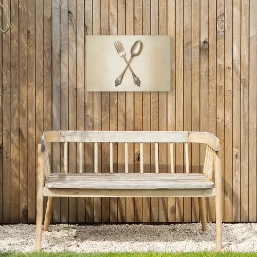 Beige - Vintage - Bestek Tuinposter op houten frame 2 cm dik klein -sfeer4