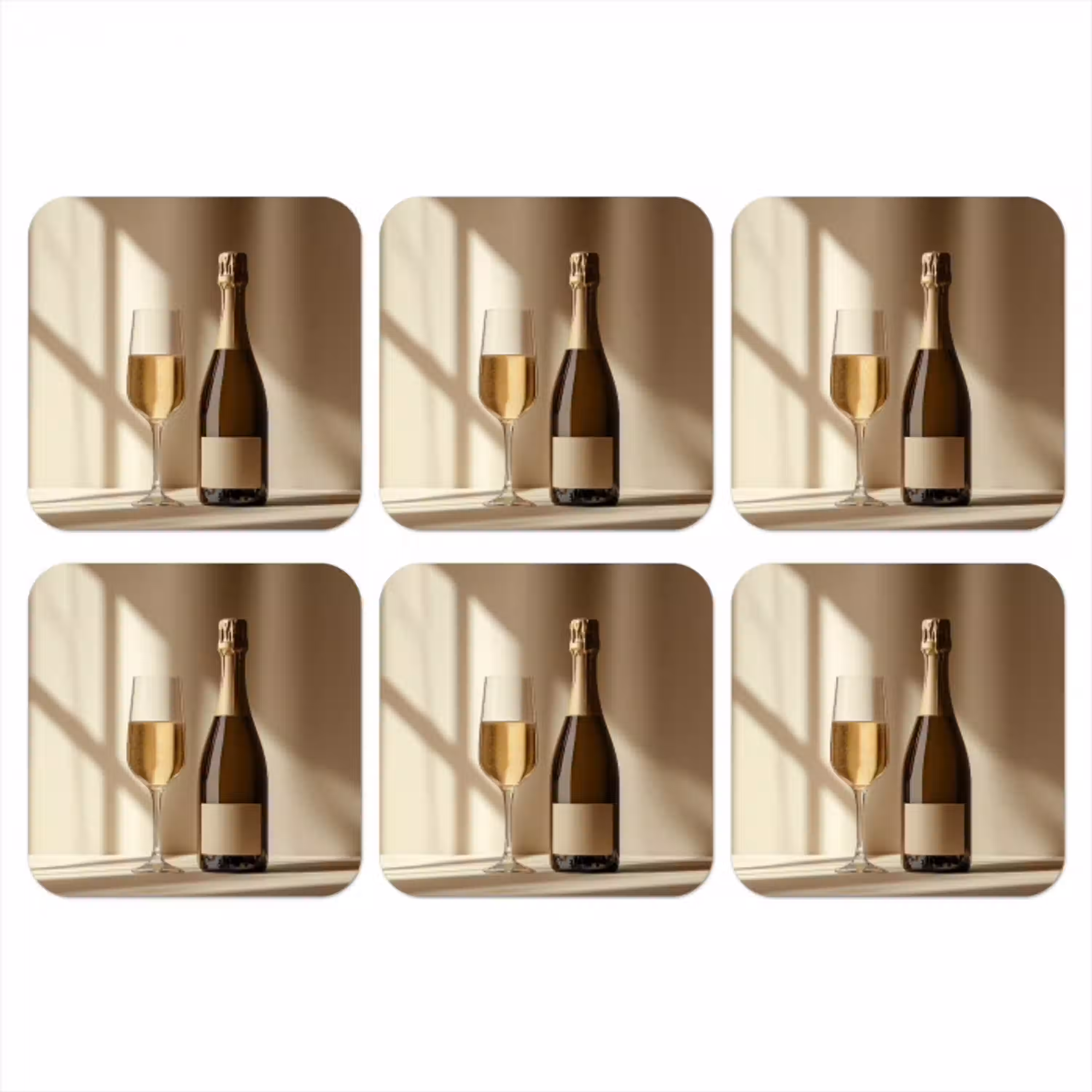 Champagne - Beige - Schaduw - Bubbels onderzetter kurk middel -3d