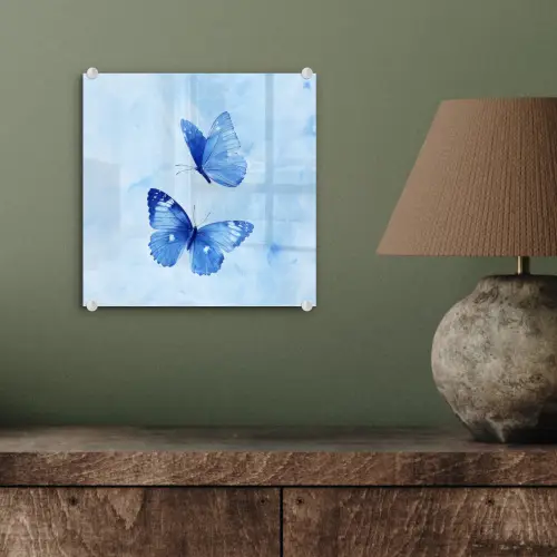 Vlinders - Sierlijk - Blauw plexiglas 5mm klein -sfeer3
