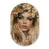 Vrouw - Bloemen  - Goud - Portret Wandcirkel Ovaal Forex klein -3d