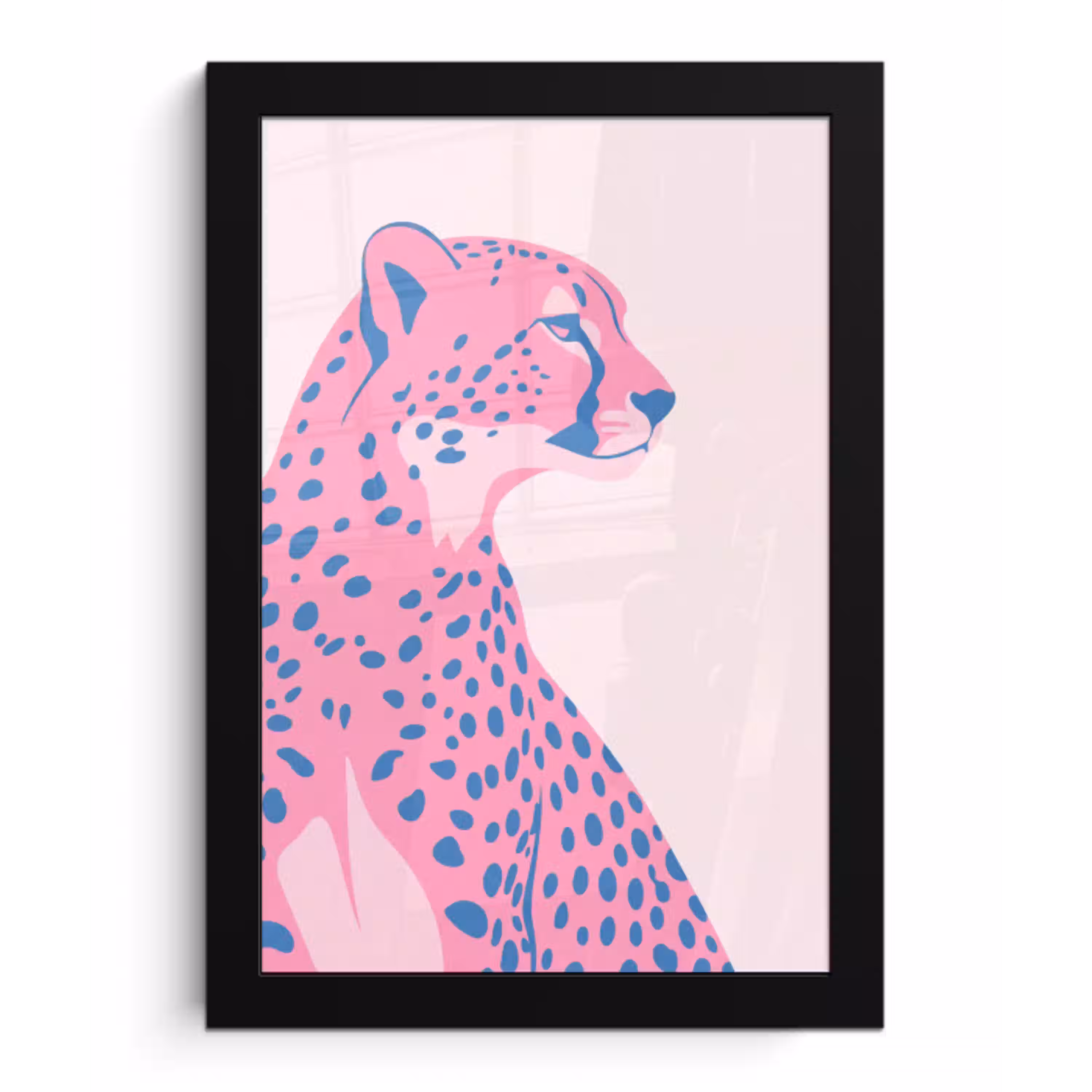 Dieren - Profiel - Abstract - Roze - Blauw fotolijst zwart zonder passe partout klein -3d