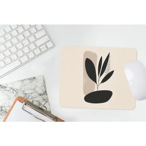 Plant - Beige - Japandi muismat rubber klein -witbureau