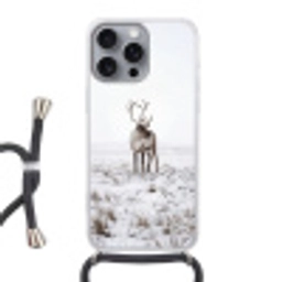 Rendier - Gewei - Sneeuw - Winter Hoesje iPhone 16 Pro Max met koord klein -3d