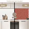 Rood - Beige - Patroon - Lijnen keuken achterwand 2 middel 871 -voor-na2_NL