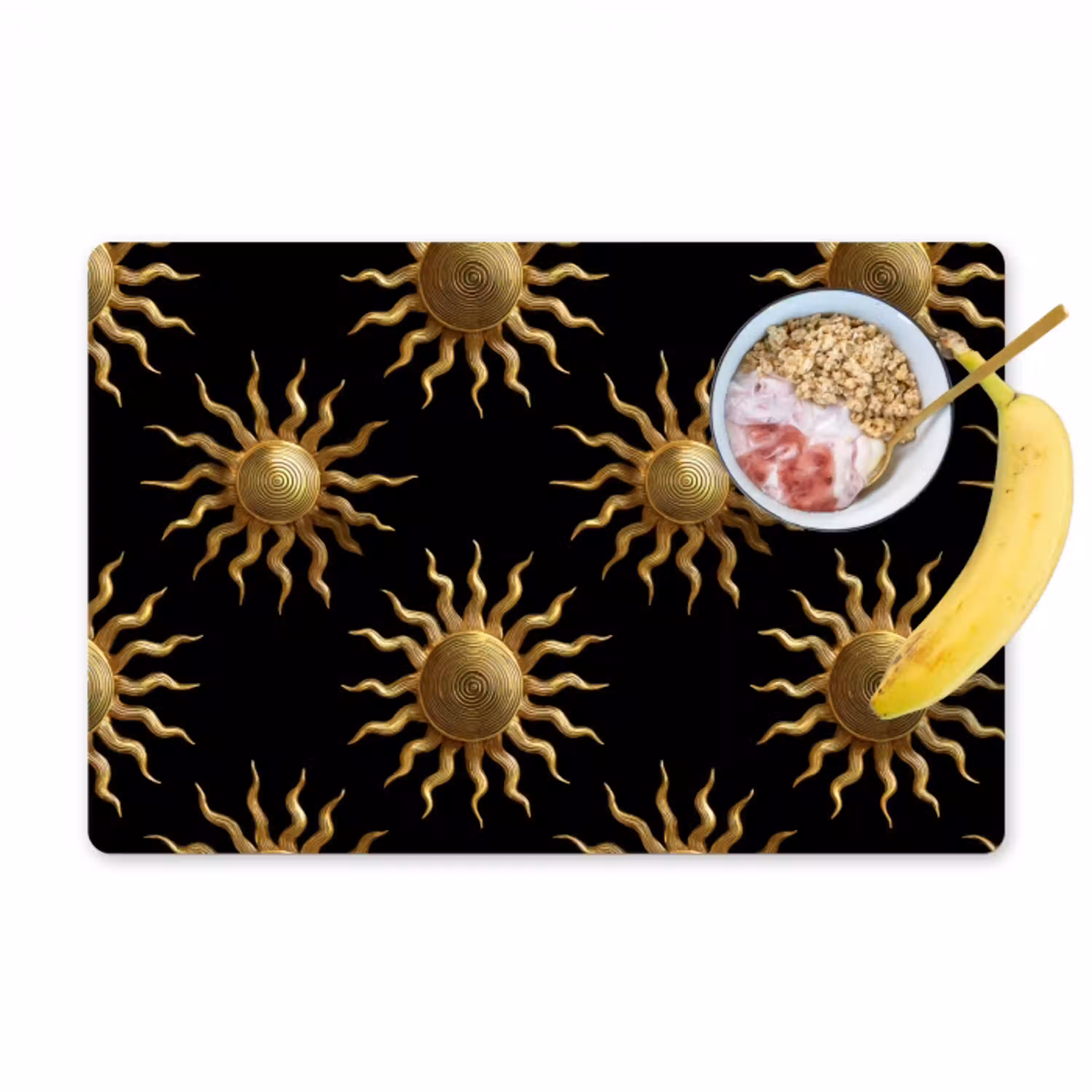 Zon - Patroon - Luxe - Goud - Zwart Placemat vinyl groot 368 -zzzproduct_Kitchenyeah-website