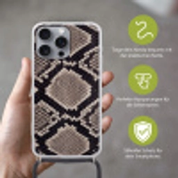 Slangenleer - Patroon - Beige Hoesje iPhone 16 Pro Max met koord klein -sfeer2_DE