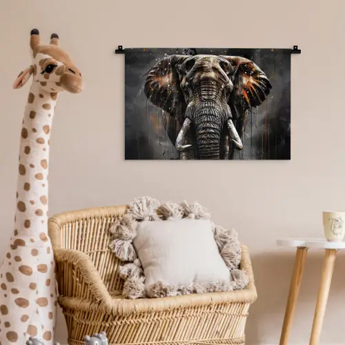 Olifant - Watercolor - Wilde dieren - Luxe Wandkleed katoen klein -wsfeer5_kind