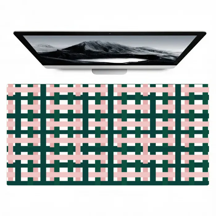 Vlechtpatroon - Groen - Roze - Grafisch Muismat XXL klein 681 -zzz3d