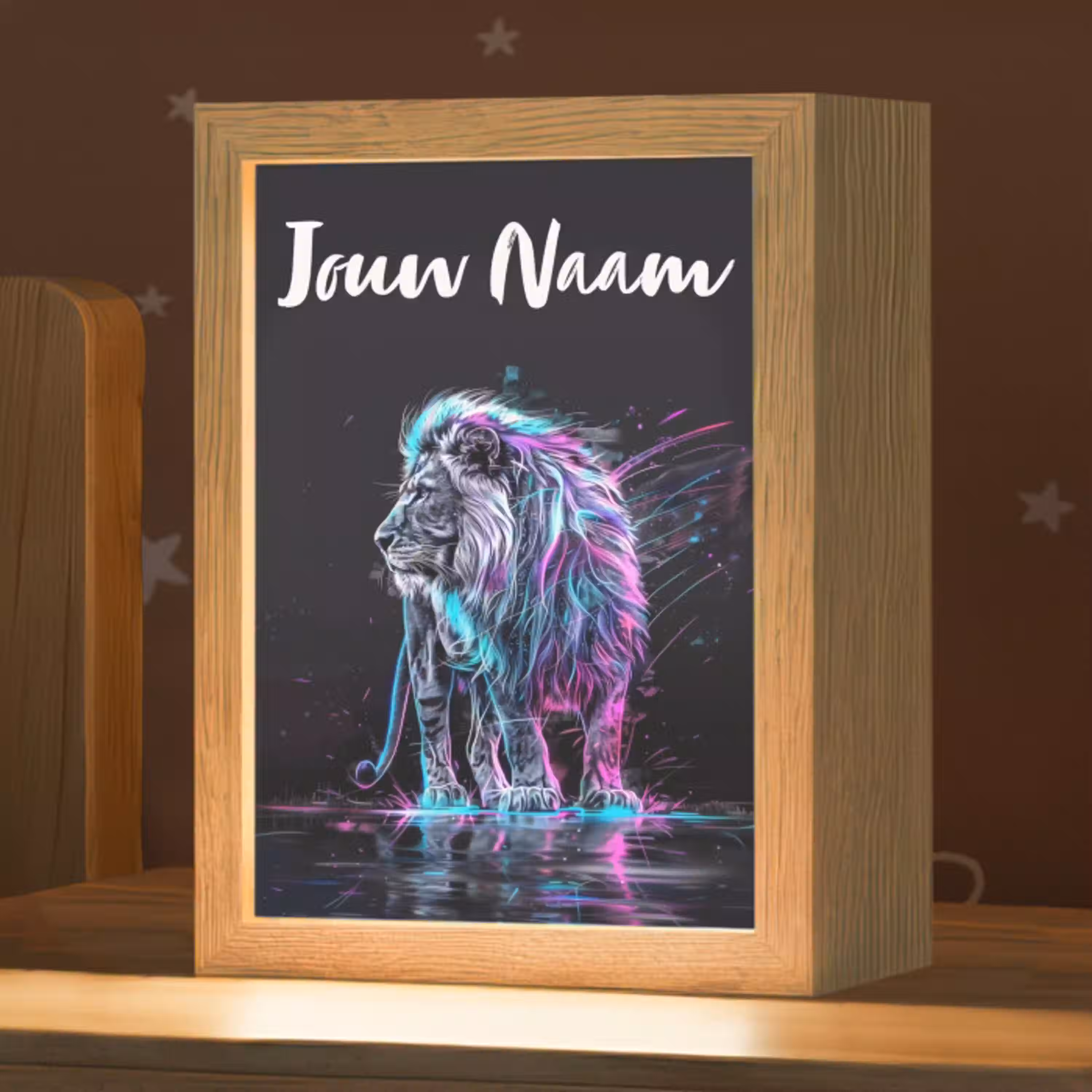 Leeuw - Kleuren - Zwart - Dieren Light Box met kabel (Kinderlampje) klein -zzz_3d_website