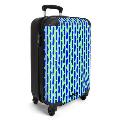 Blauw patroon op mintgroen NBS - Handbagage koffer - Volwassenen Unisex middel -productfoto_3d