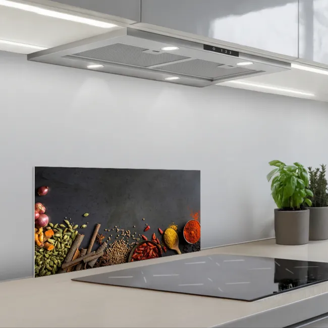 Specerijen Symfonie keuken achterwand spatscherm klein -3d_schuin