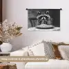 Wasbeer - Cute - Pasta - Tafelkleed - Zwart - Wit Wandkleed katoen klein -sfeer1
