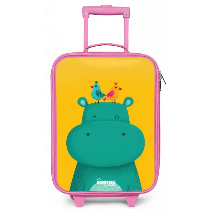 Nijlpaard - Vogels - Geel Kinderkoffer - Roze klein -zz3dotto