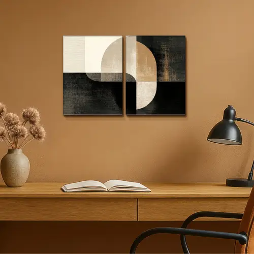 Vormen - Abstract - Goud Canvas - Meerluiken 2 luik klein -sfeer5