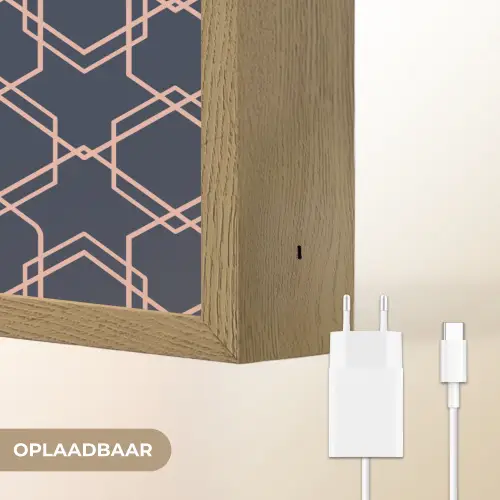 Modern - Patroon - Donkerblauw - Roze Light Box met batterij (Wandlamp) middel 907 -USP_websiteoplaadbaarNL