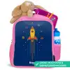 Raket - Planeten - Sterren Kinderrugzak - Roze middel -inhoud_NL