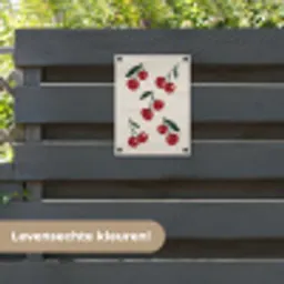 Kersen - Blaadjes - Rood tuinposter los doek klein -sfeer3