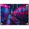 Stad - Neon -  Nacht - Roze - Graffiti tuinposter los doek klein -3d
