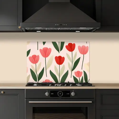 Tulpen - Modern - Roze keuken achterwand spatscherm klein -sfeer1