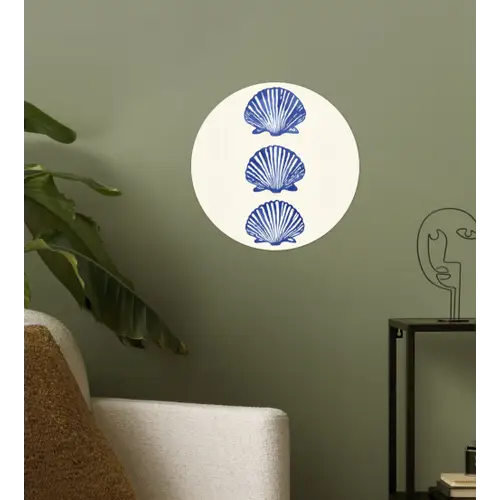 Schelpen - Blauw - Patroon Wandcirkel behangsticker klein -sfeer2