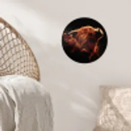 Schotse hooglander - Koe - Hoorns - Portret - Dieren Wandcirkel behangsticker klein -sfeer4
