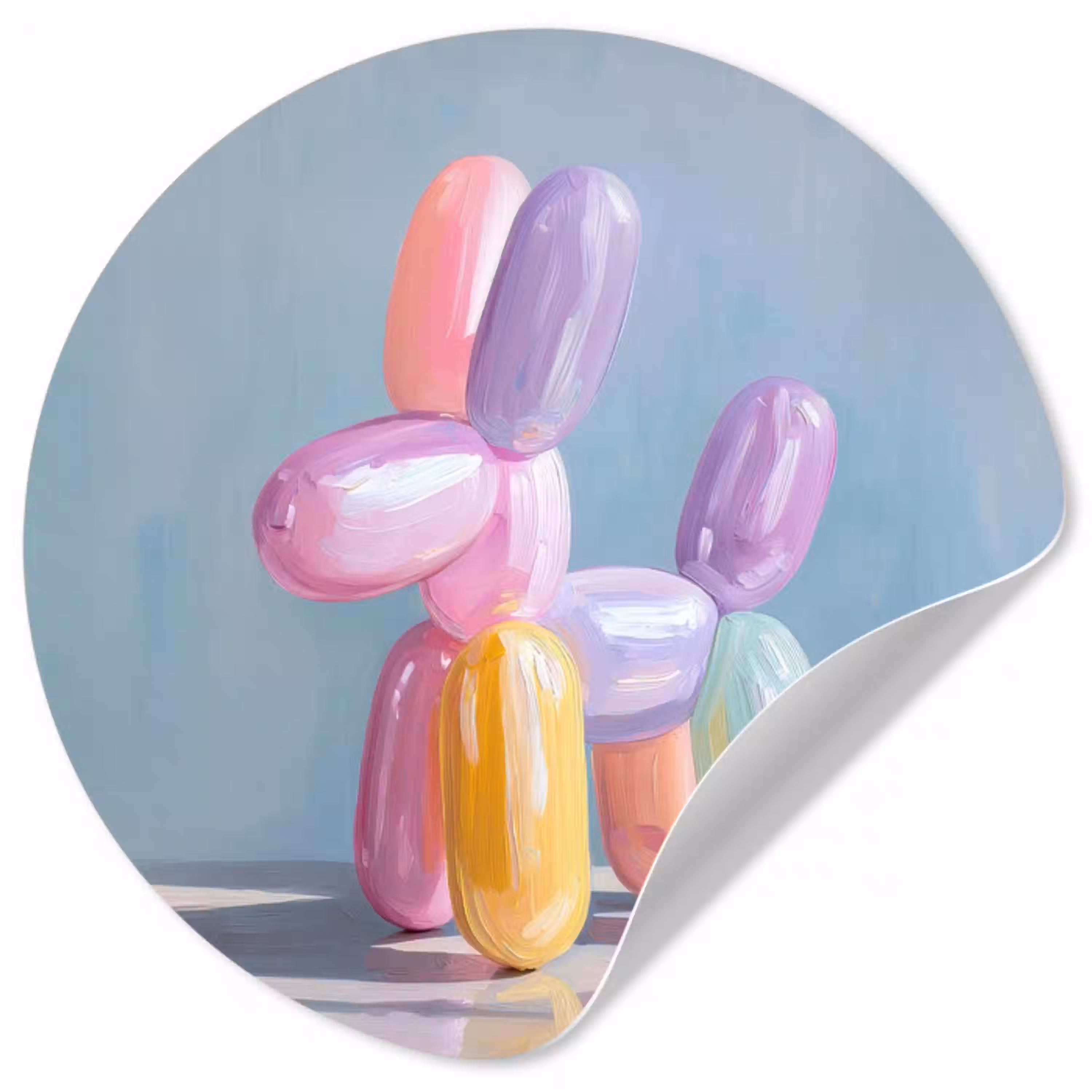 Dier - Ballon - Pasteltinten - Glanzend Wandcirkel behangsticker klein -3d