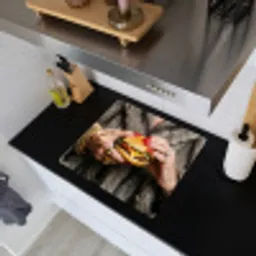 Vrouw - Hamburger - Bontjas Inductie beschemer met haakjes middel -sfeer1