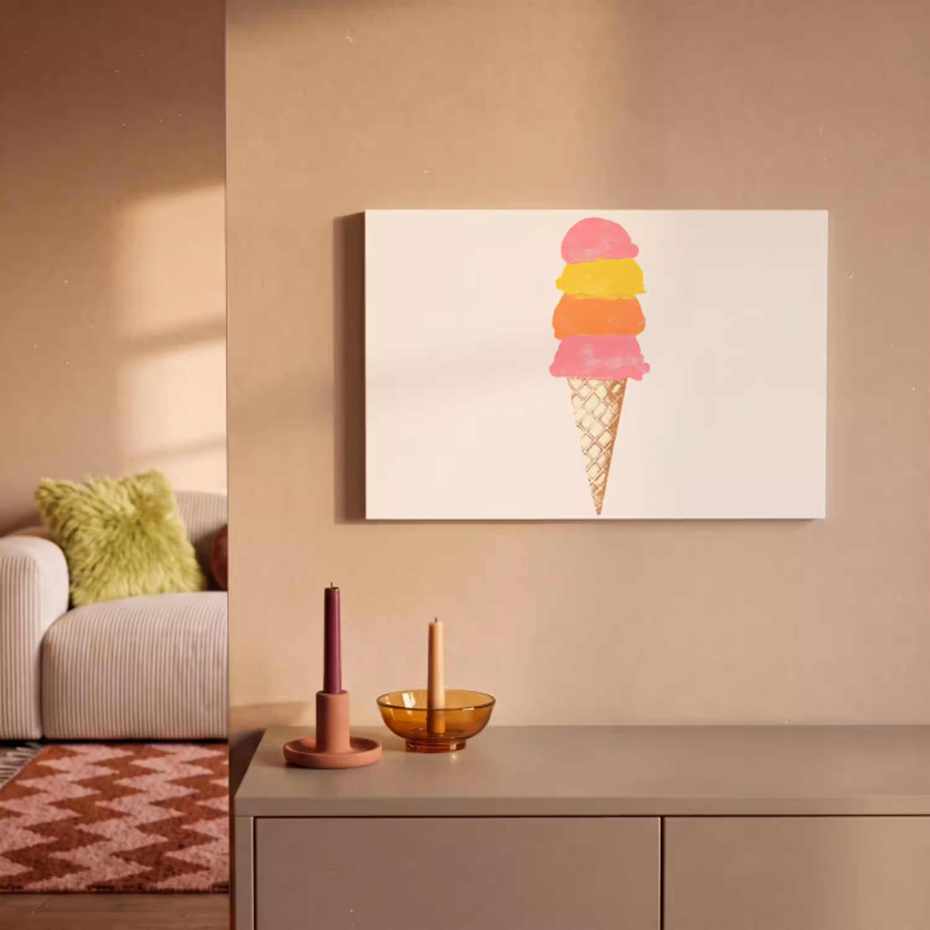 Schepijs - Hoorntje - Illustratie - Minimalistisch canvas 2cm klein -sfeer1