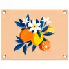 Illustratie - Sinaasappels - Donkerblauw - Bloemen tuinposter los doek klein -3d