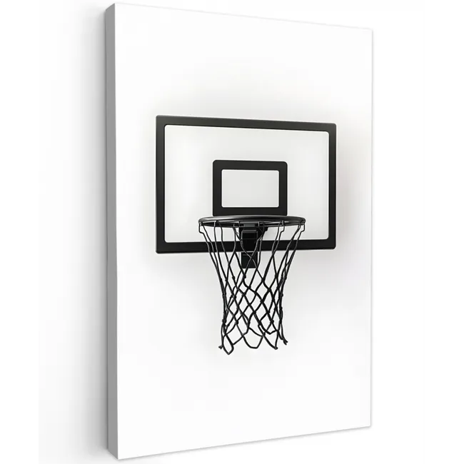 Basketbalbord - Minimalistisch - Zwart Tuinposter op houten frame 2 cm dik klein -3d