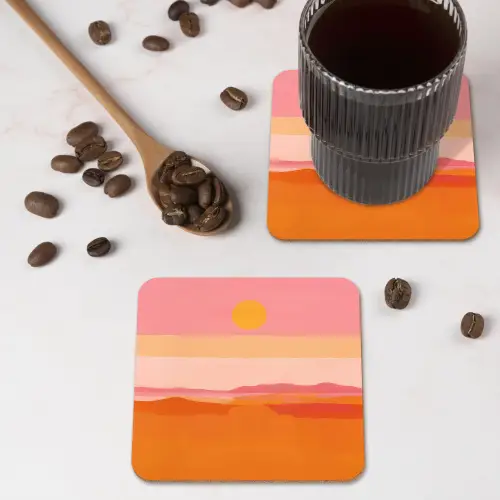 Zon - Abstract - Landschap - Oranje onderzetter kurk middel -sfeer2