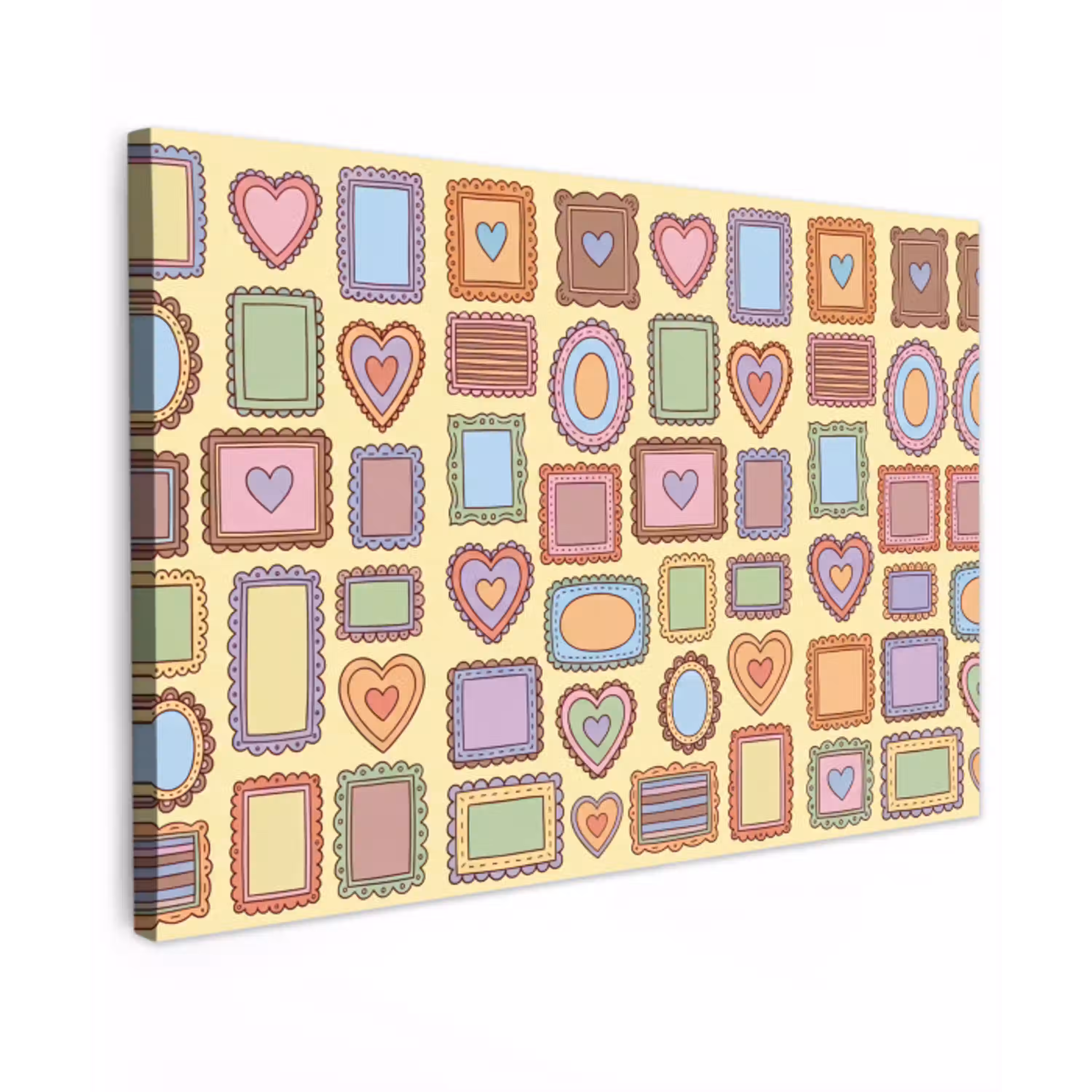 Lijst - Patroon - Hart - Speels - Kleurrijk Tuinposter op houten frame 2 cm dik klein -3d