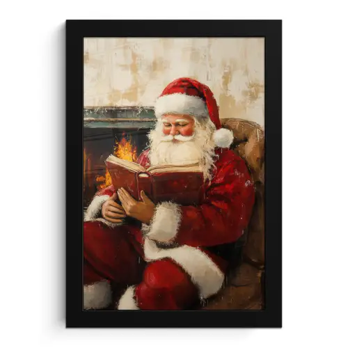 Kerst - Kerstman - Winter - Open Haard fotolijst zwart zonder passe partout klein -3d