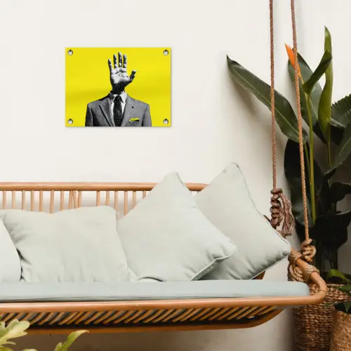 Pak - Hand - Geel tuinposter los doek klein -sfeer7