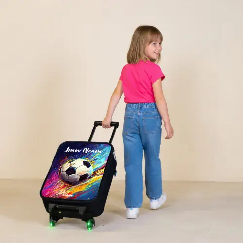 Neon - Voetbal - Kleurrijk Kinderkoffer - Zwart klein -sfeer1