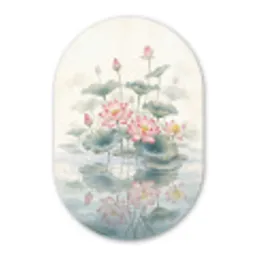 Aquarel - Lotusbloemen - Kleurrijk Wandcirkel Ovaal Forex klein -3d