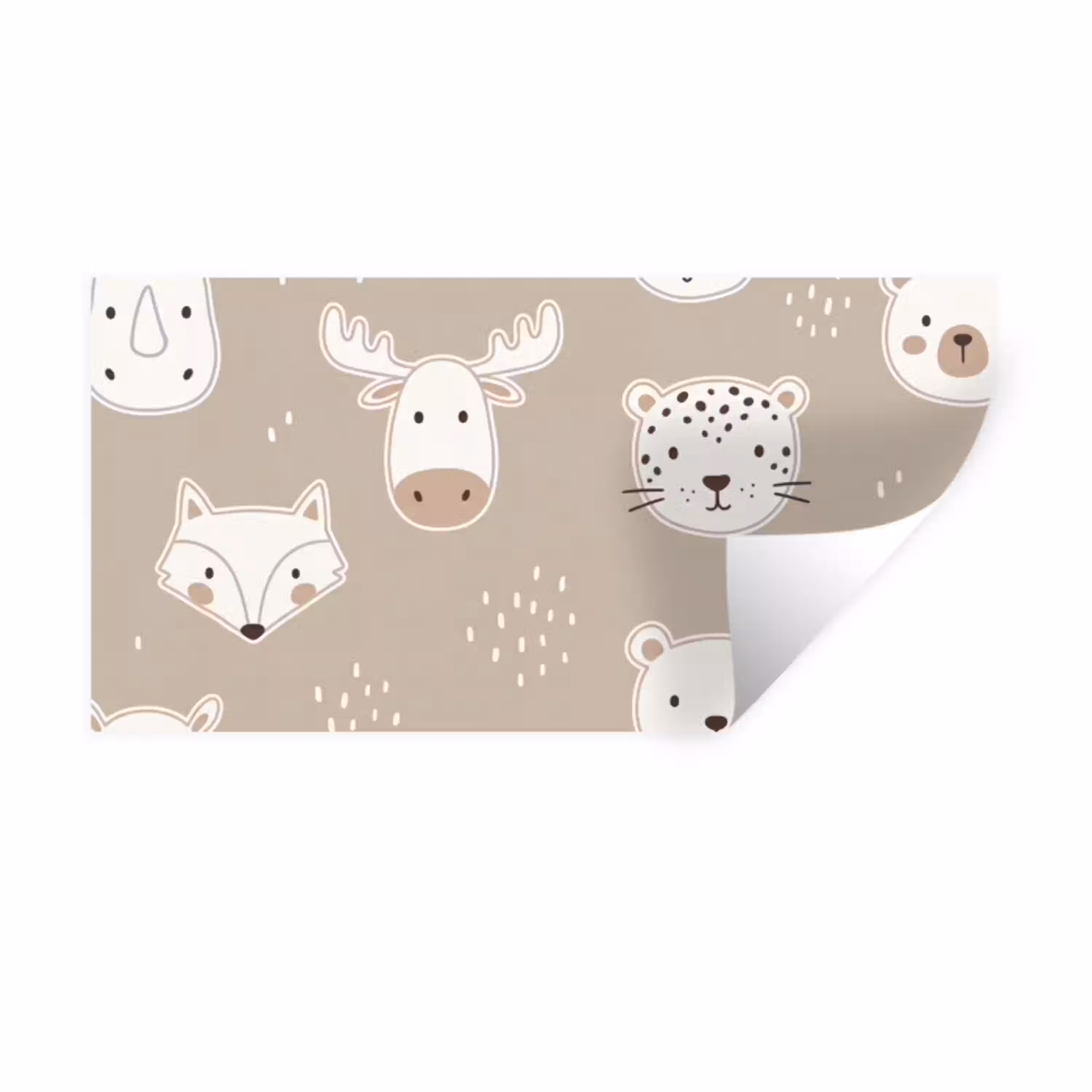 Dieren - Patroon - Illustratie - Modern - Beige Muursticker klein -3d
