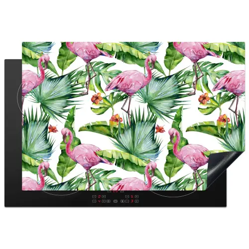 Bladeren - Flamingo - Bloemen - Jungle Inductie beschermer vinyl 3mm klein -3d