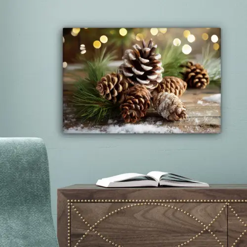 Dennenappels - Kerstsfeer - Bruin - Groen canvas 2cm klein -sfeer4